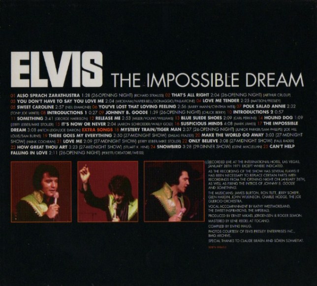 Elvis Presley  The Impossible Dream : Back